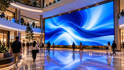 Fine-pitch indoor LED video wall in a mall atrium